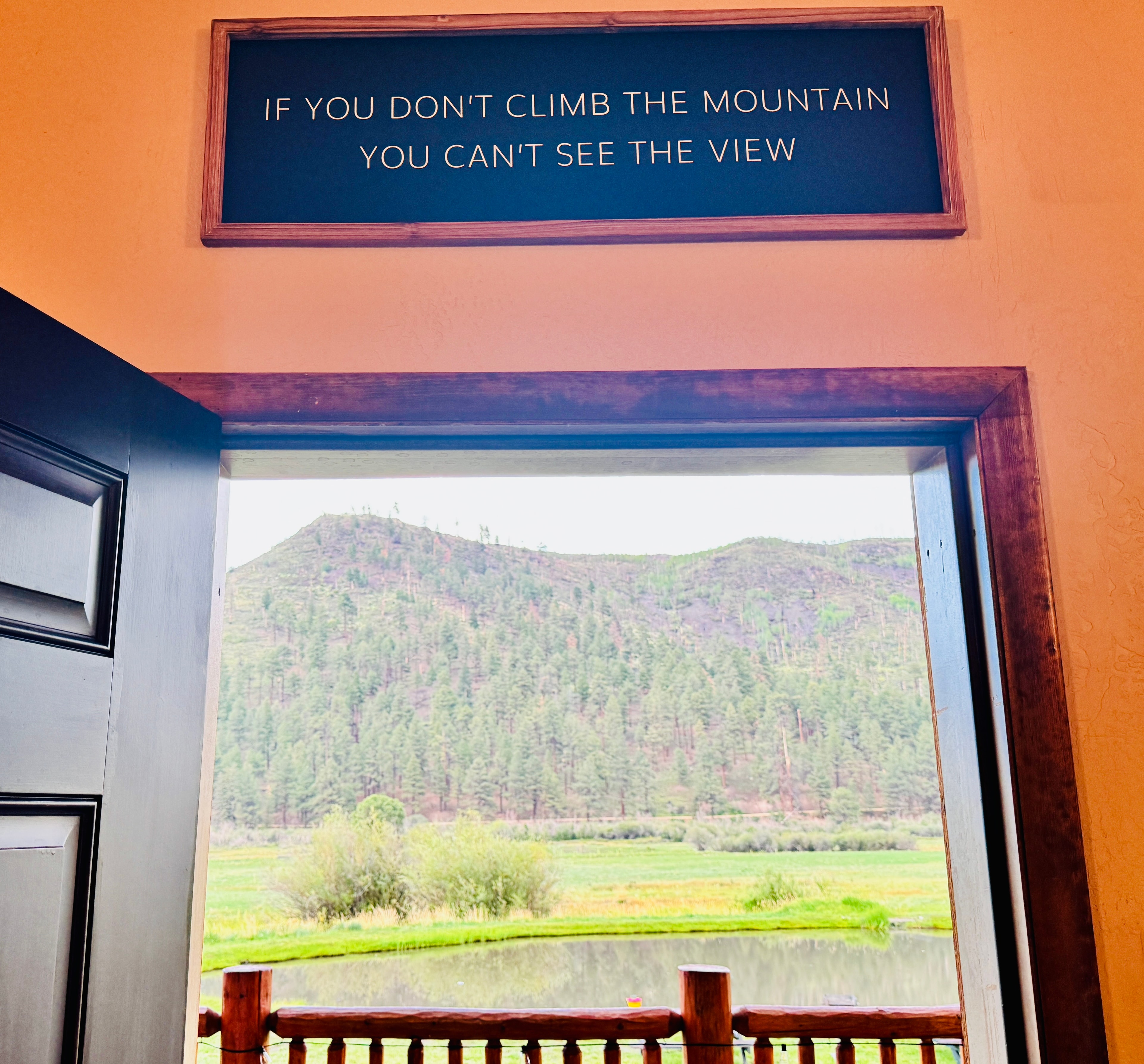 Mountain views from inside the cabin